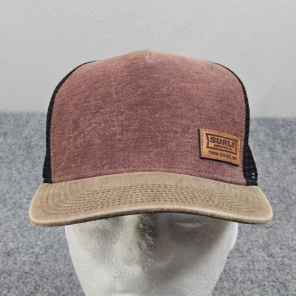 Surly Twin Cities Trucker Hat Snapback Cap Brown Black Mesh Minimalist Brewery